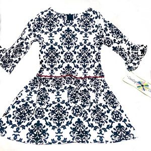 Toddler 3T Black/White Print Long Sleeve Dress